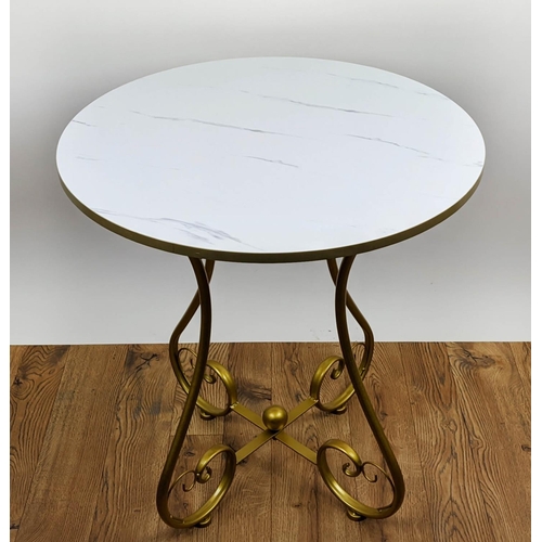 514 - SIDE TABLE, 600cm x 65.5cm H, 1960s French style, faux marble top, gilt painted metal base.