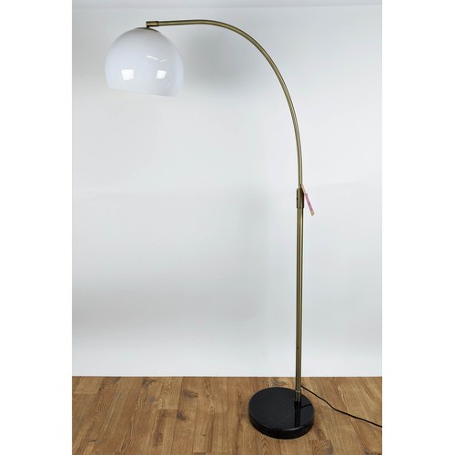 451 - FLOOR LAMP, 1960's Italian style, gilt metal, white perspex shade, stone base, 166cm H.