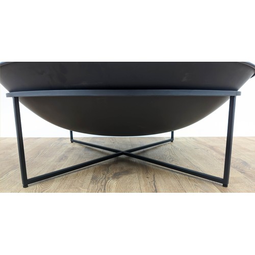 461 - FIRE BOWL, 88cm diam x 32cm H, 1960's Danish style, black painted metal.