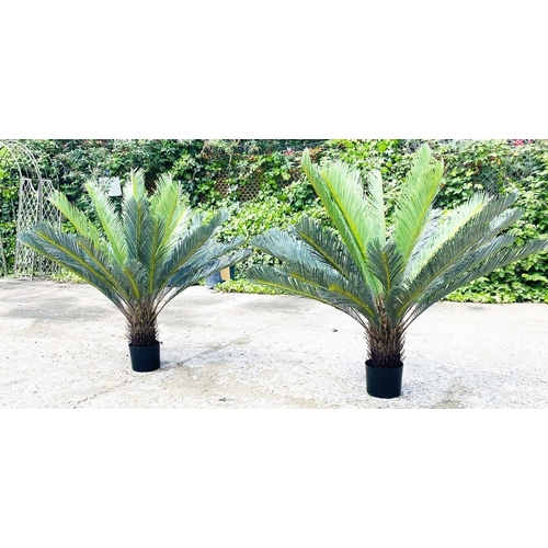 434 - FAUX FERN TREES, a pair, potted, 80cm high, 80cm wide. (2)