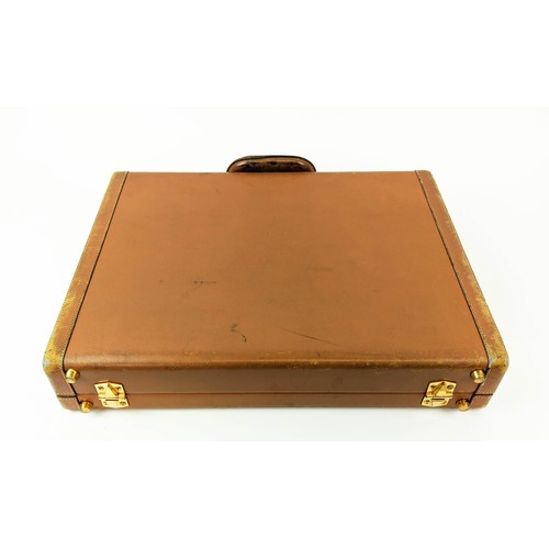 11 - HERMES LEATHER BRIEFCASE, leather lining, gold tone hardware.