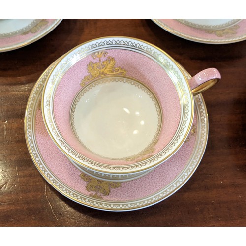 14 - WEDGWOOD COLUMBIA POWDER PINK COFFEE AND TEA SET, comprising coffee pot, teapot, four coffee cans an... 