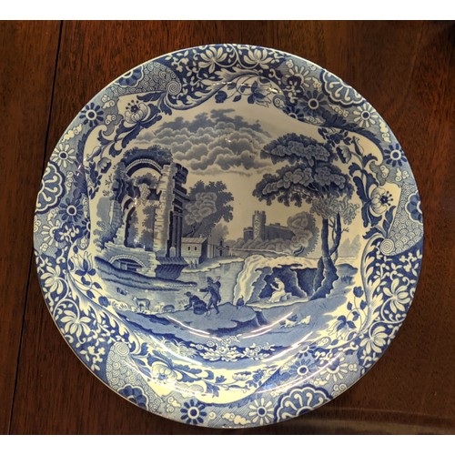 12 - SPODE PART DINNER SERVICE, blue and white, mainly Willow pattern. (Qty)