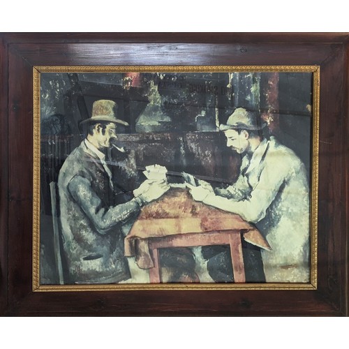 33 - AFTER PAUL CEZANNE (French 1839-1906), 'The card players', print, 75cm x 87cm, framed.