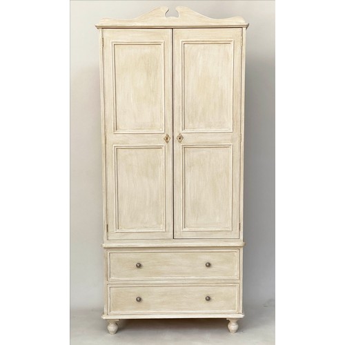 146 - COMMODE, Gustavian style traditionally grey painted with three long drawers and silvered metal handl... 