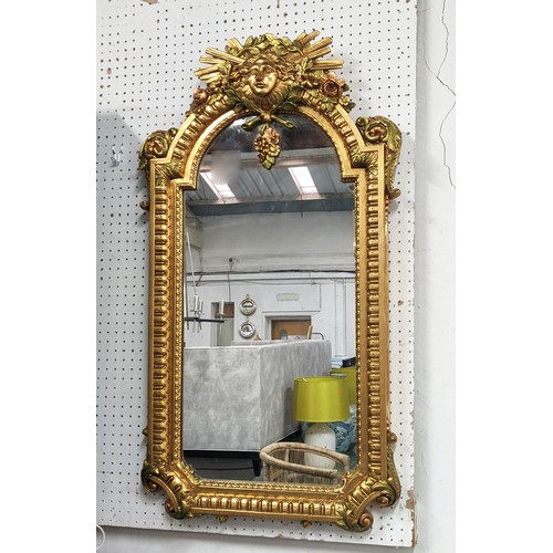 516 - WALL MIRROR, 97cm x 54cm, belle epoque style, gilt frame.