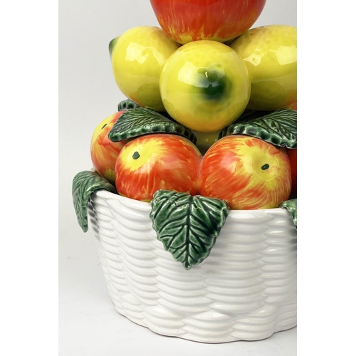 25 - CENTERPIECE, mid-century Italian ceramic in the form of a bowl of fruit, possibly Capodimonte, 29cm ... 