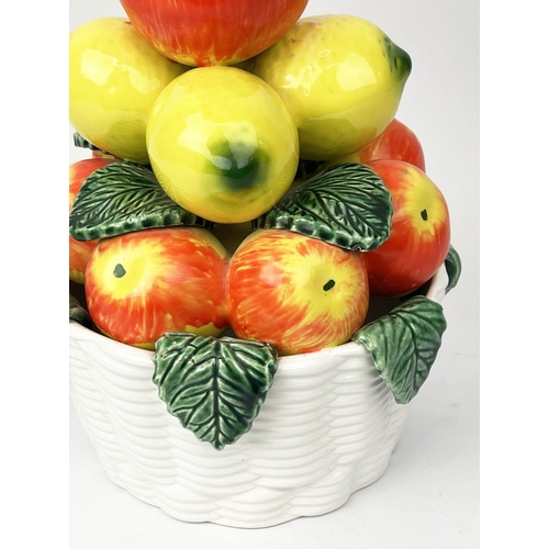 25 - CENTERPIECE, mid-century Italian ceramic in the form of a bowl of fruit, possibly Capodimonte, 29cm ... 