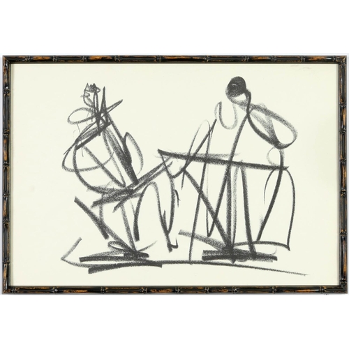 65 - HENRY MOORE, two abstract off set lithographs, faux bamboo frames, 30.5cm x 45cm each.