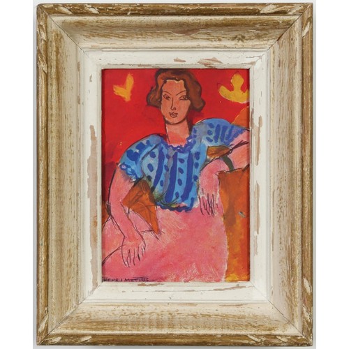 70 - HENRI MATISSE, Portrait in colours of a woman, signed in the plate, off set lithograph, vintage Fren... 