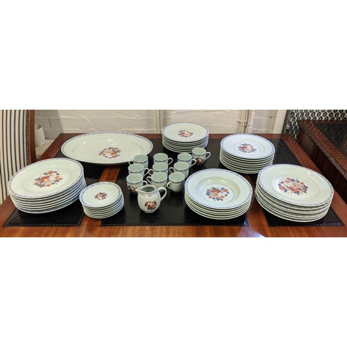 8 - LIMOGES RAYNAUD PART DINNER SERVICE, Imari style, comprising fourteen dinner plates, fifteen side pl... 