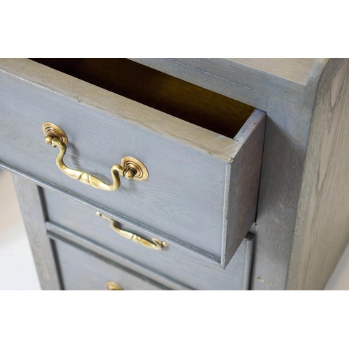 174 - BEDSIDE CHESTS, 75cm H x 39cm W x 48cm D, a pair, grey painted, each with three drawers. (2)