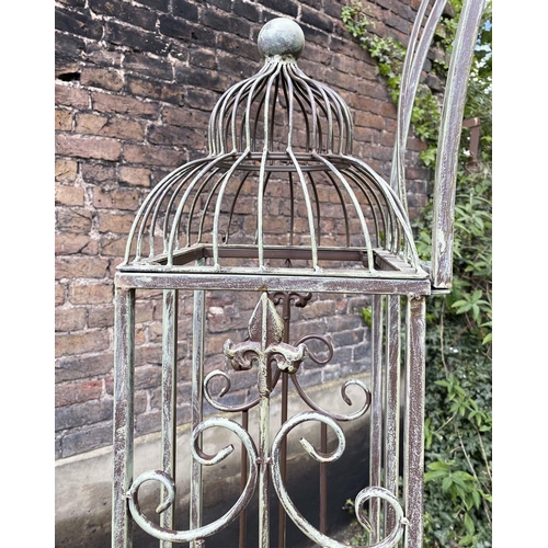 316 - ARCHITECTURAL GARDEN GATE, 250cm high, 185cm wide, 38cm deep, Regency style, aged painted finish.