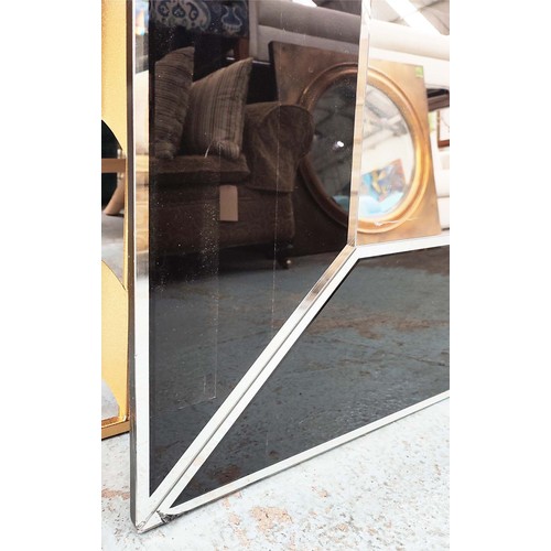 342 - WALL MIRROR, 90cm x 90cm, with marginal bevelled mirror plate frame, tinted detail.