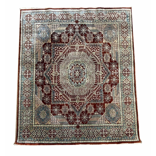 105 - SAMARKAND DESIGN SILK RUG, 120cm x 107cm.