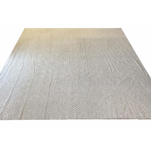 106 - AMY KENT FLATWEAVE HERRINGBONE RUG, 299cm x 314cm.