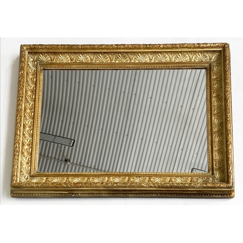 114 - WALL MIRROR, early 20th century giltwood and gesso rectangular with anthemion decorated framed.