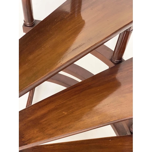 120 - LIBRARY STEPS, Georgian design mahogany with four spiral treads and turned pole, 125cm H.