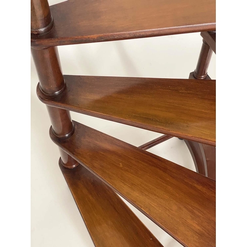 120 - LIBRARY STEPS, Georgian design mahogany with four spiral treads and turned pole, 125cm H.