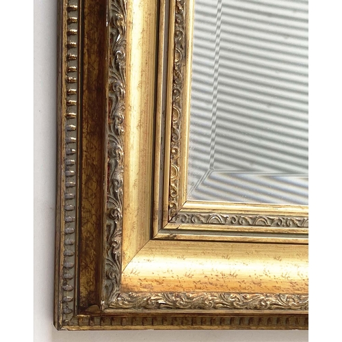 127 - WALL MIRROR, Italian style rectangular with bevelled mirror and gilded frame, 106cm W x 130cm H.