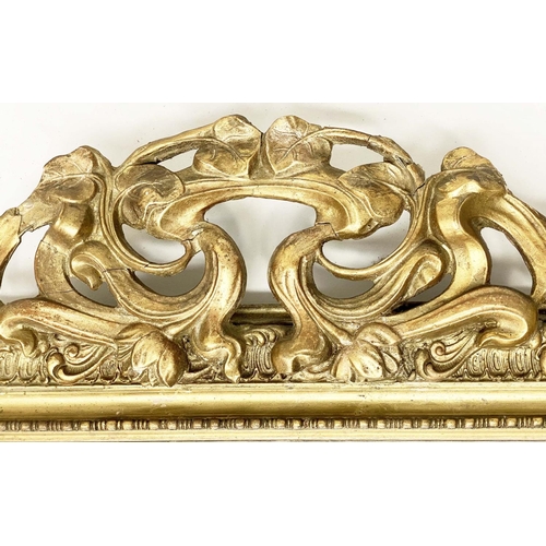 134 - WALL MIRROR, early 20th century French Art Nouveau/Belle Epoque giltwood and gesso with foliate cres... 