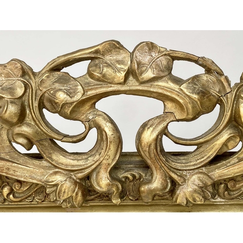 134 - WALL MIRROR, early 20th century French Art Nouveau/Belle Epoque giltwood and gesso with foliate cres... 