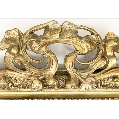 134 - WALL MIRROR, early 20th century French Art Nouveau/Belle Epoque giltwood and gesso with foliate cres... 