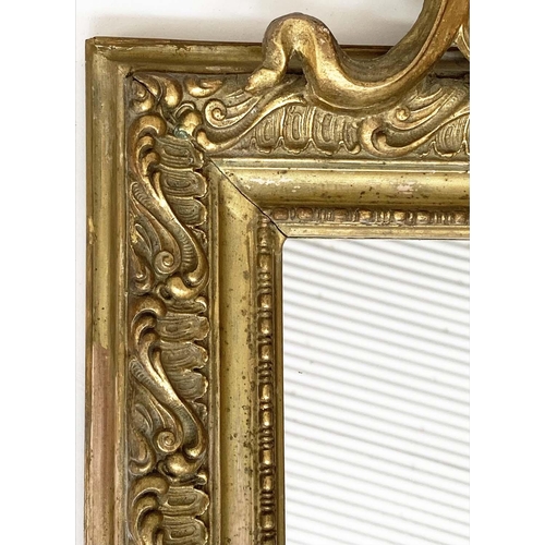 134 - WALL MIRROR, early 20th century French Art Nouveau/Belle Epoque giltwood and gesso with foliate cres... 