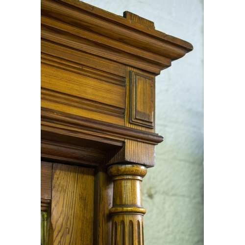 148 - ARMOIRE, 212cm H x 97cm W x 51cm D, late 19th century French pitch pine with mirrored door, enclosin... 