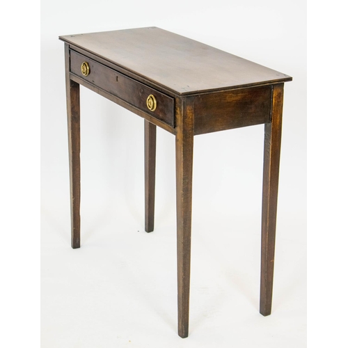 151 - HALL TABLE, 71cm H x 74cm W x 35cm D, George III mahogany with singe drawer.