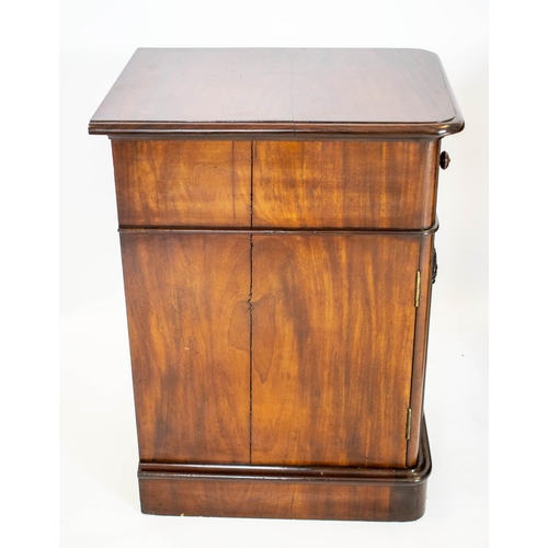 154 - BEDSIDE CABINETS, 77cm H x 45cm W x 46cm D, a pair, Victorian mahogany with drawer and door. (2)