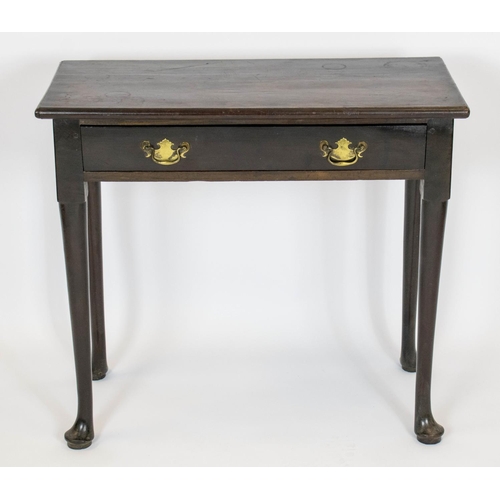 157 - HALL TABLE, 71cm H x 79cm W x 37cm D, George III red walnut with shallow frieze drawer.