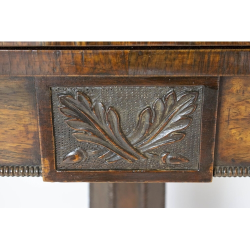 159 - CARD TABLE, 71cm H x 92cm W x 45cm D, George IV rosewood circa 1830, with foldover top on brass cast... 