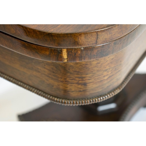 159 - CARD TABLE, 71cm H x 92cm W x 45cm D, George IV rosewood circa 1830, with foldover top on brass cast... 