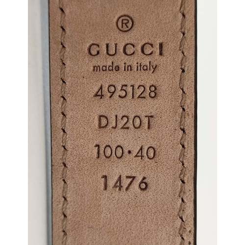 16 - GUCCI FRAMED GG BELT, black leather, size 100/40 with iconic GG interlocking logo brass buckle, taup... 