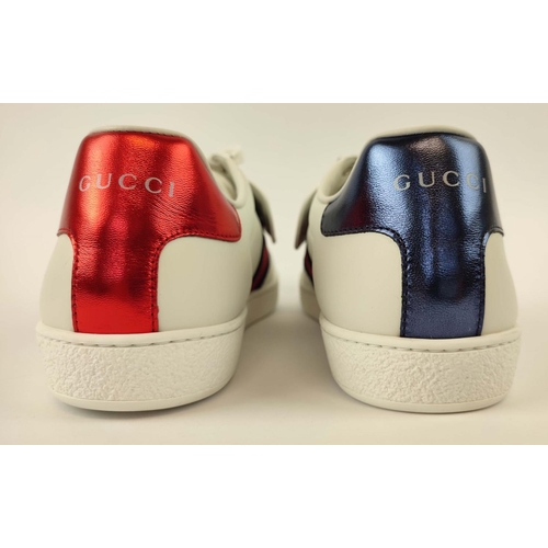 17 - GUCCI TRAINERS, with 'Loved' imprinted on removable strap, with box, size 39 1/2.