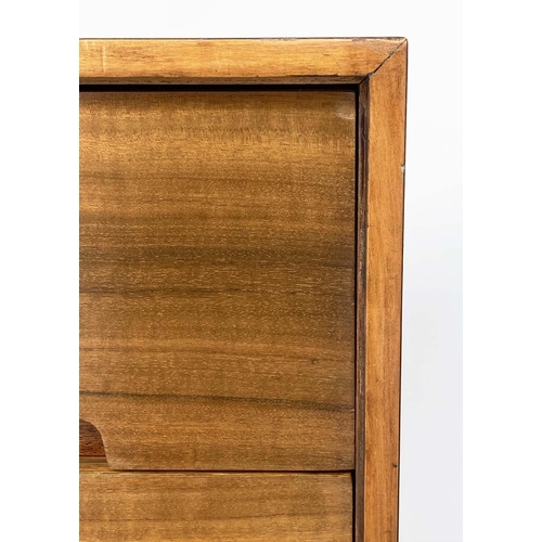 285 - CHEST BY STAG, 1970's Indian laurel with three long drawers, 76cm x 74cm h x 45cm.