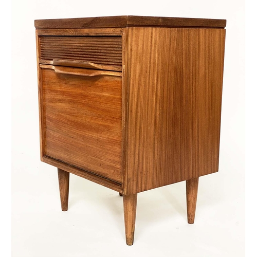 287 - BEDSIDE/LAMP CABINETS, a pair, 1970's teak each with drawer and cupboard in the manner of Richard St... 