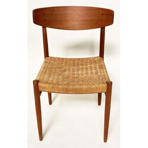 288 - DANISH CHAIRS, a set of five, 1970's teak with slightly bowed back and woven papercord seats. (5)