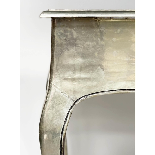 290 - EICHOLTZ CONSOLE TABLE, French style and silvered metal applied with cabriole supports, 45cm x 81cm ... 