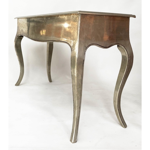 290 - EICHOLTZ CONSOLE TABLE, French style and silvered metal applied with cabriole supports, 45cm x 81cm ... 