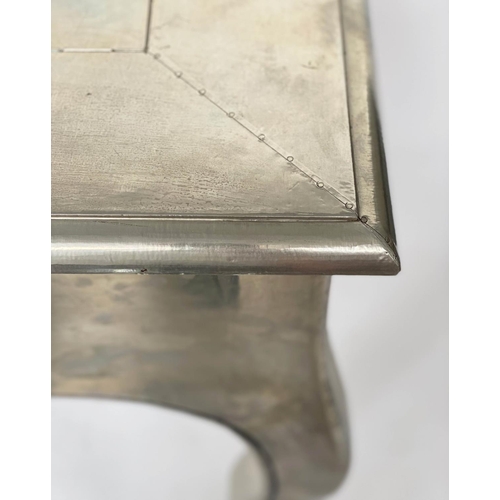 290 - EICHOLTZ CONSOLE TABLE, French style and silvered metal applied with cabriole supports, 45cm x 81cm ... 