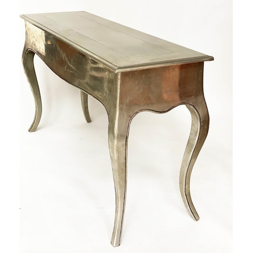 290 - EICHOLTZ CONSOLE TABLE, French style and silvered metal applied with cabriole supports, 45cm x 81cm ... 