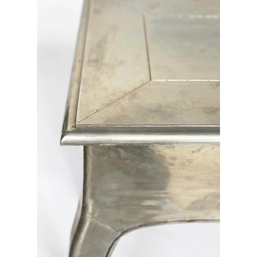 290 - EICHOLTZ CONSOLE TABLE, French style and silvered metal applied with cabriole supports, 45cm x 81cm ... 