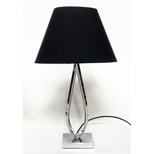 291 - ENDON TABLE LAMPS, a pair, loop chrome and plinth bases with shades, 51cm H. (2)