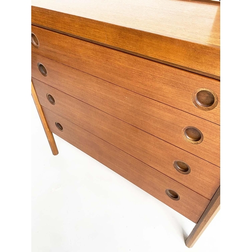 293 - CHEST, 1970's Danish teak, with four long drawers octagonal stiles and recessed handles, 92cm x 46cm... 