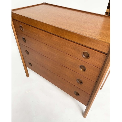 293 - CHEST, 1970's Danish teak, with four long drawers octagonal stiles and recessed handles, 92cm x 46cm... 