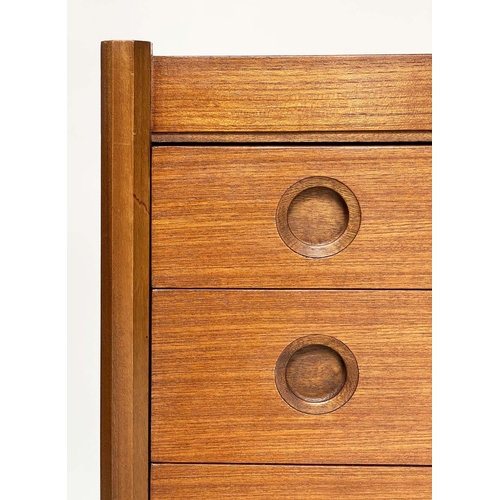 293 - CHEST, 1970's Danish teak, with four long drawers octagonal stiles and recessed handles, 92cm x 46cm... 