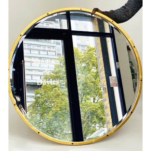 294 - CIRCULAR WALL MIRROR, gilt metal with bevelled mirror, 100cm W.