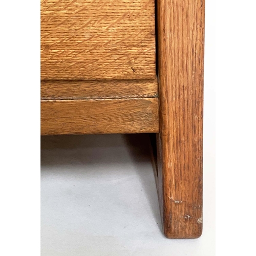 297 - GORDON RUSSELL CHEST, oak with three long drawers and signature label 'Gordon Russell Broadway Worcs... 